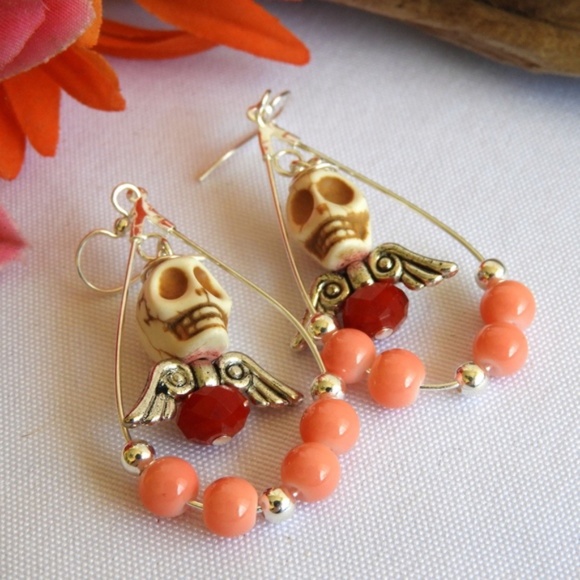 Jewelry - Frida Kahlo Skull Earrings Dia de los Muertos  